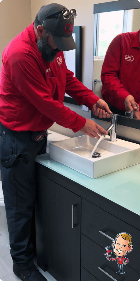 plumber testing faucet